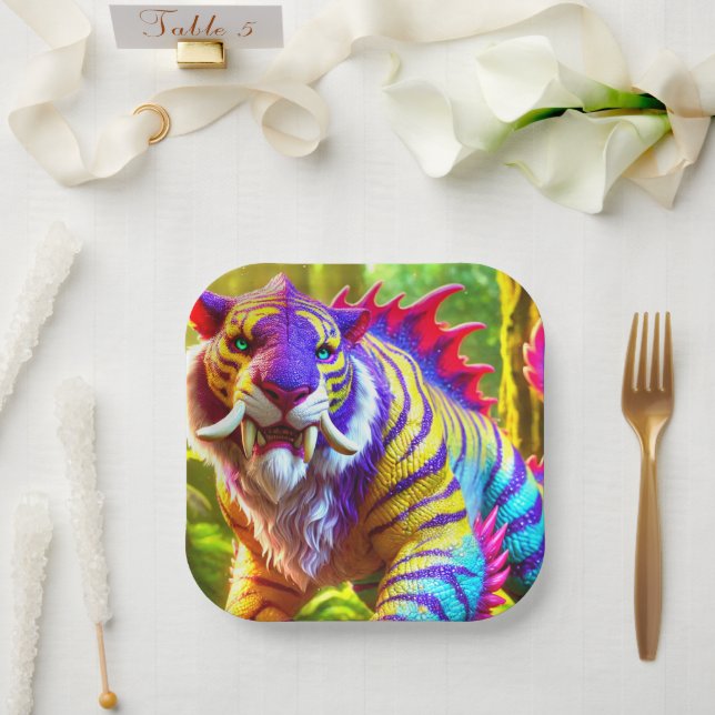 Saber Tooth Tiger Art Pappteller (Hochzeit)