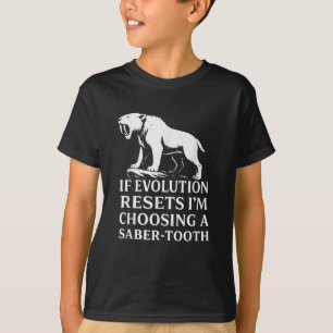 Saber Tooth Tiger Evolution Reset Vintag Animal L T-Shirt