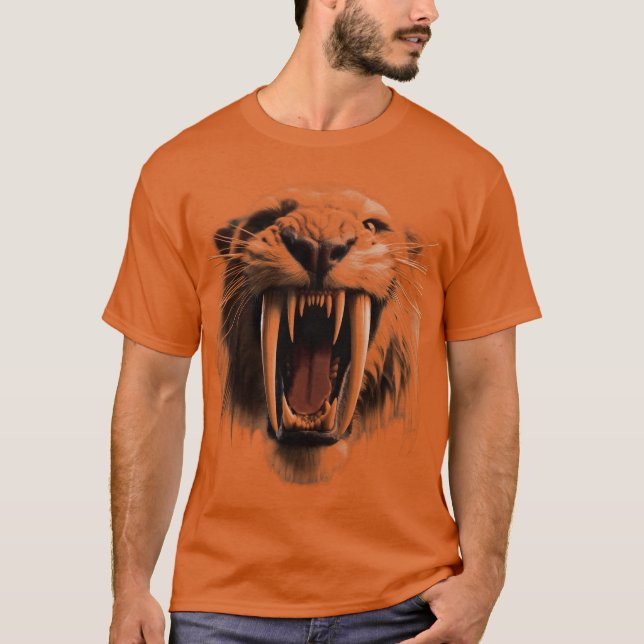 Saber Toothy Tiger Große Gesichter T-Shirt (Vorderseite)