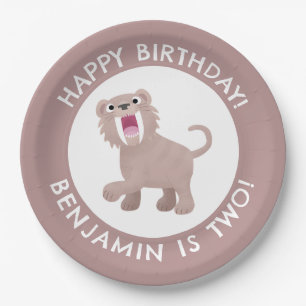 Saber Toothy Tiger Smilodon personalisierter Gebur Pappteller