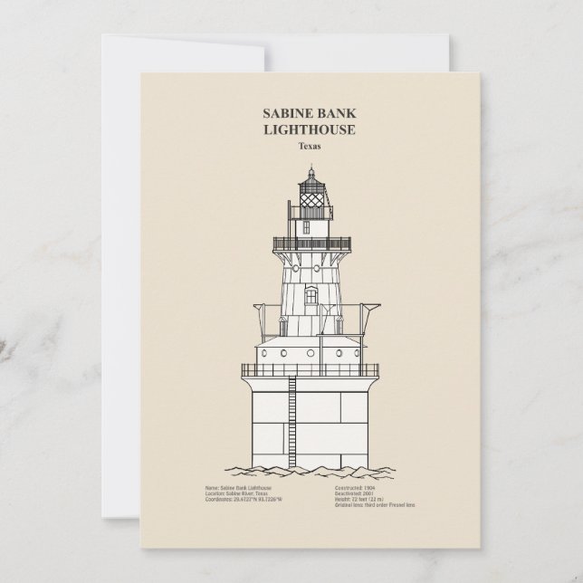 Sabine Bank Lighthouse - Texas - SBD Dankeskarte (Vorderseite)