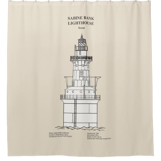Sabine Bank Lighthouse - Texas - SBD Duschvorhang (Vorderseite)