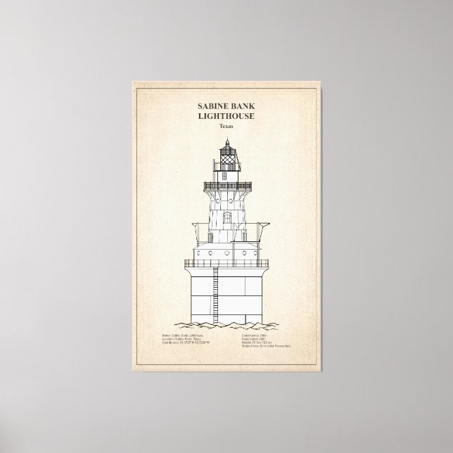 Sabine Bank Lighthouse - Texas - SBD Leinwanddruck (Vorderseite)