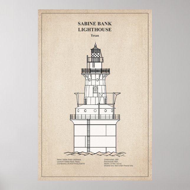 Sabine Bank Lighthouse - Texas - SBD Poster (Vorne)