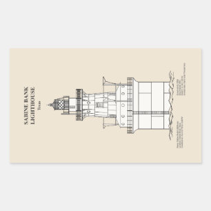 Sabine Bank Lighthouse - Texas - SBD Rechteckiger Aufkleber