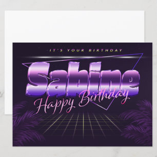 Sabine Name Vorname lila retro Karte Geburtstag