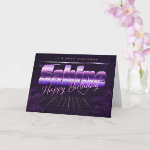 Sabine Name Vorname lila retro Karte Geburtstag
