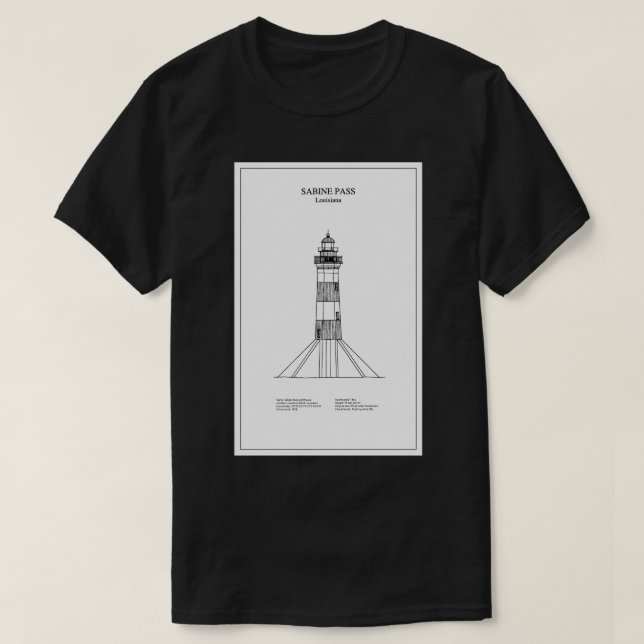 Sabine Pass Lighthouse Louisiana BD TShirt (Design vorne)