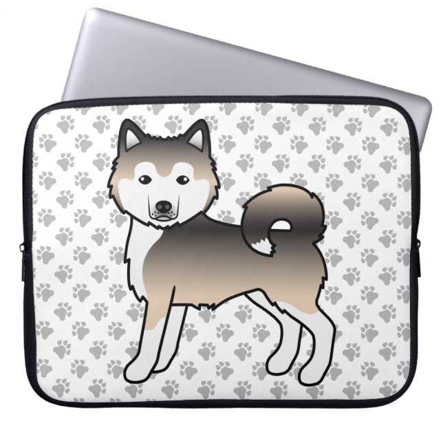 Sable Alaskan Malamute Niedlich Cartoon Dog Laptopschutzhülle (Vorderseite)