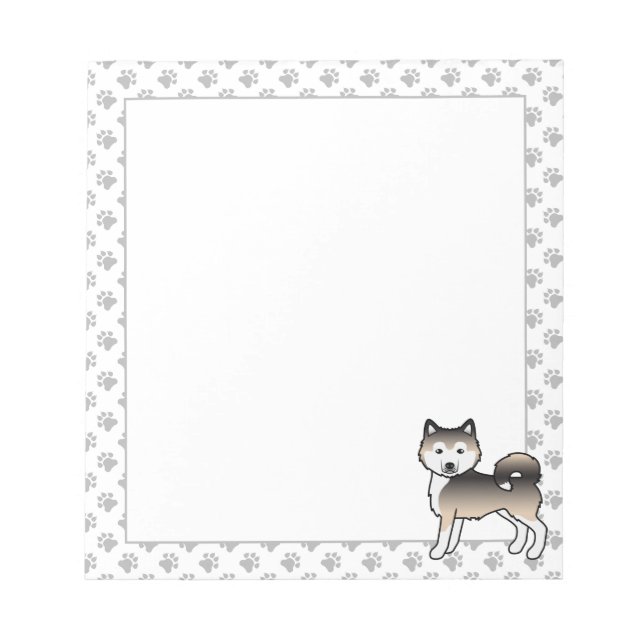 Sable Alaskan Malamute Niedlich Cartoon Dog Notizblock (Vorderseite)