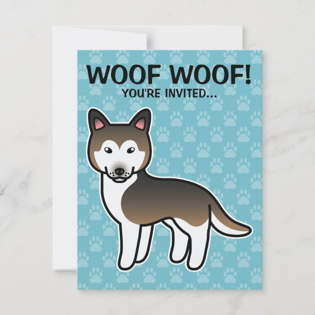 Sable Cartoon Siberian Husky Einladung (Vorderseite)