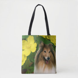 Sable Collie Yellow Primrose Dog Art