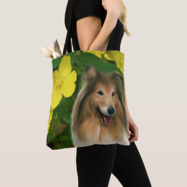 Sable Collie Yellow Primrose Dog Art