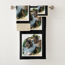 Sable Rough Collie Art Badhandtuch Set