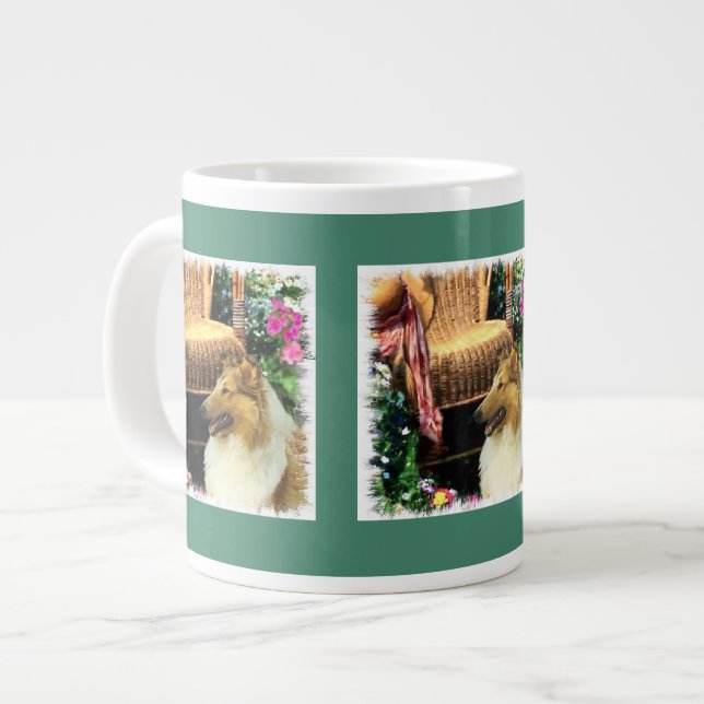 Sable Rough Collie Art Jumbo-Tasse (Vorderseite Links)