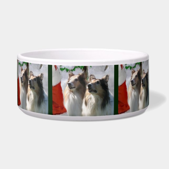Sable Rough Collie Christmas Dog Bowl Napf (Vorderseite)