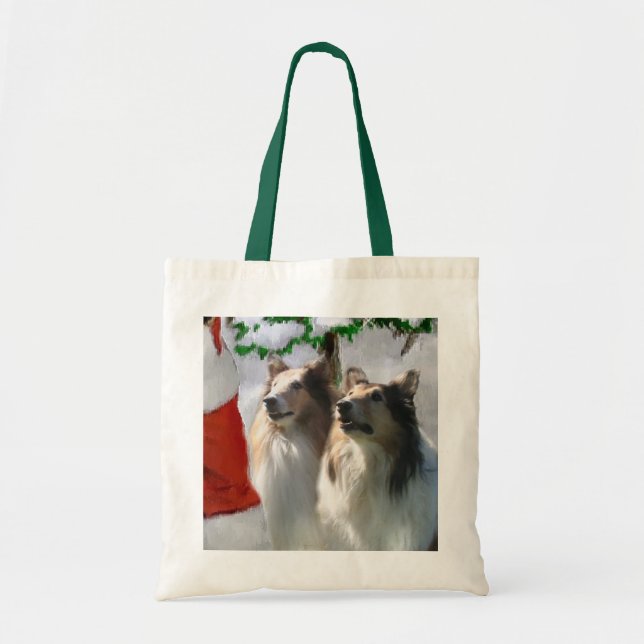 Sable Rough Collie Christmas Geschenke Tragetasche (Vorne)