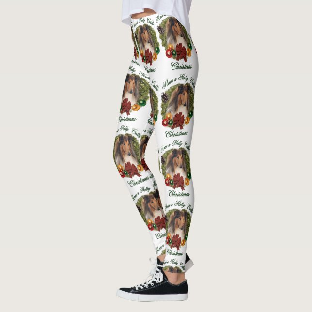 Sable Rough Collie Christmas Leggings (Links)