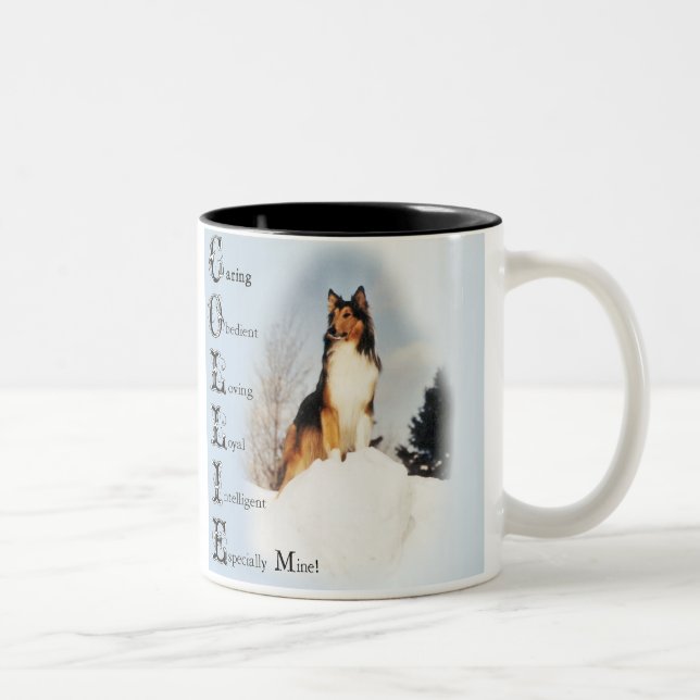 Sable Rough Collie Geschenke Zweifarbige Tasse (Rechts)