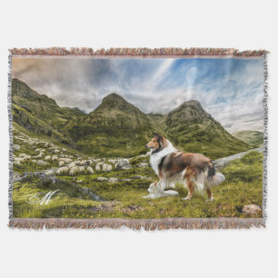 Sable Rough Collie, Lamb & Sheep - Personalisiert Decke