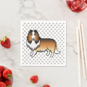 Sable Rough Collie Niedlich Cartoon Dog & Paws Serviette