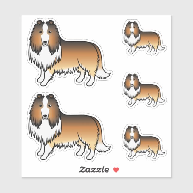 Sable Rough Collie Niedlich Cartoon Hunde Aufkleber (Blatt)
