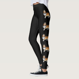 Sable Rough Collie Niedlich Cartoon Hunde Leggings