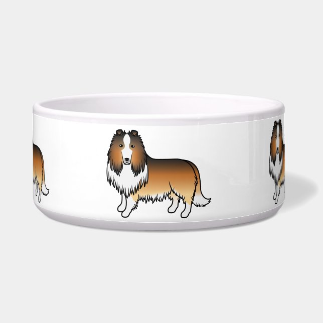 Sable Rough Collie Niedlich Cartoon Hunde Napf (Vorderseite)