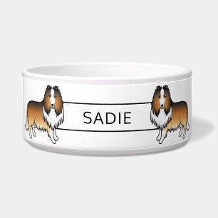 Sable Rough Collie Süße Cartoon-Hunde & Name Napf