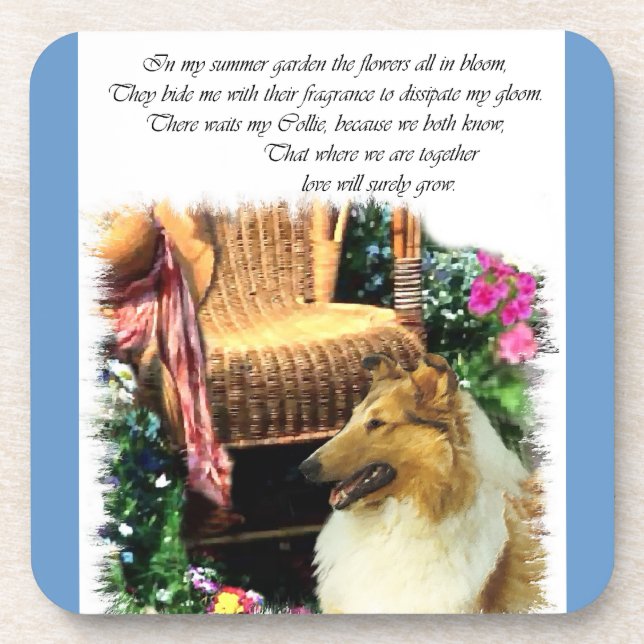 Sable Rough Collie wo Liebe wächst Getränkeuntersetzer (Vorderseite)