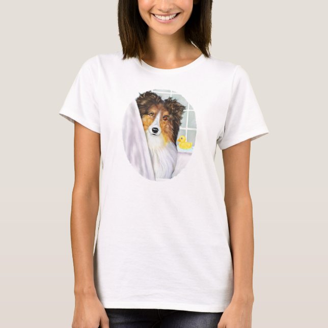Sable Sheltie Bath T-Shirt (Vorderseite)