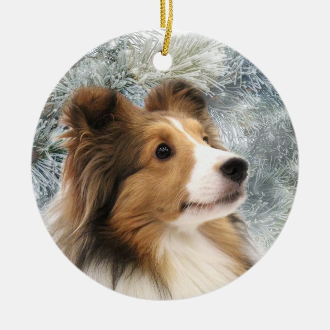 Sable Sheltie Weihnachten Keramik Ornament (Vorne)