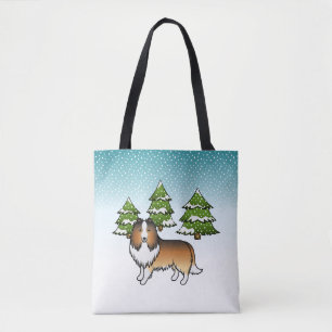 Sable Shetland-Schäferhund in einem Winterwald