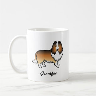 Sable Shetland Sheepdog Cartoon Hund & Name Kaffeetasse