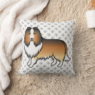 Sable Shetland Sheepdog Cartoon Hund & Pfoten Kissen