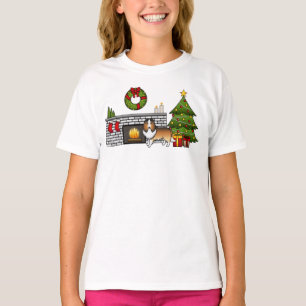 Sable Shetland Sheepdog Hund in einem Weihnachtszi T-Shirt