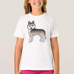 Sable Siberian Husky Niedlich Cartoon Dog T-Shirt