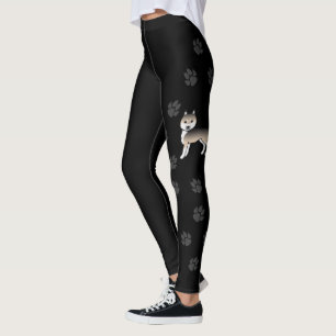 Sable Sibirischer Husky Cartoon Hund & Pfoten Legg Leggings