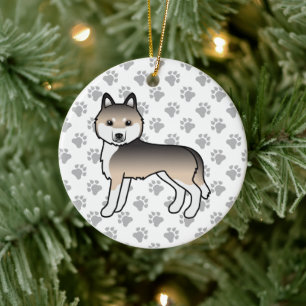 Sable Sibirischer Husky Süßer Cartoon-Hund Keramik Ornament