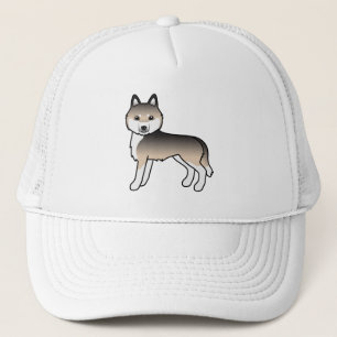 Sable Sibirischer Husky Süßer Cartoon-Hund LKW-Fah Truckerkappe