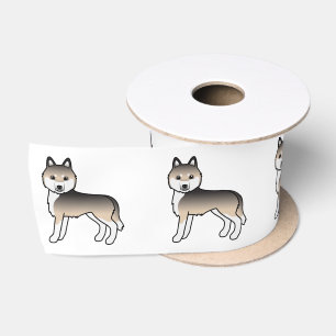 Sable Sibirischer Husky Süßer Cartoon-Hund Satinband