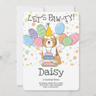 Sable White Tibeter Terrier Dog Birthday Party Einladung