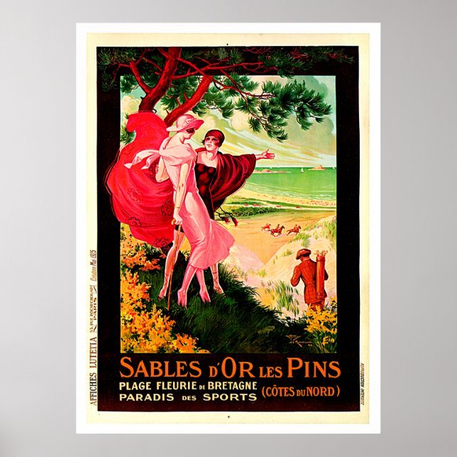Sables d' or les Buttons ~ Frankreich Travel Poste Poster (Vorne)