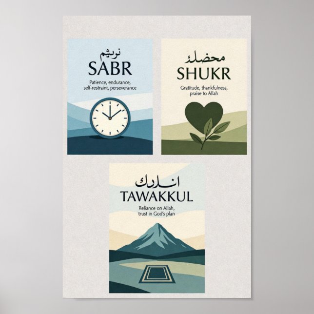 Sabr Shukr Tawakkul Druck-Set Poster (Vorne)