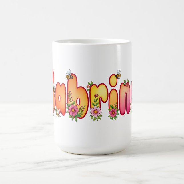 Sabrina - Floral and Bee Design Mug Kaffeetasse (Mittel)