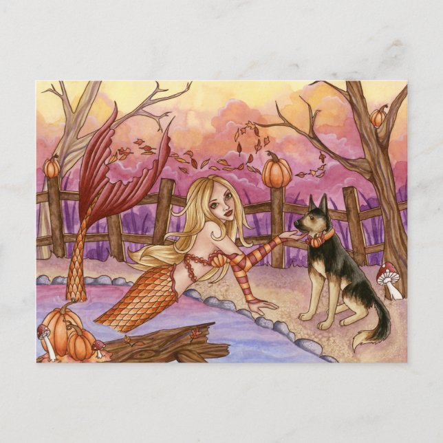 Sabrina - Herbstmermaid Postkarte (Vorderseite)