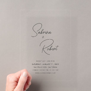 Sabrina Moderne Hochzeit retten das Datum Acryleinladungen