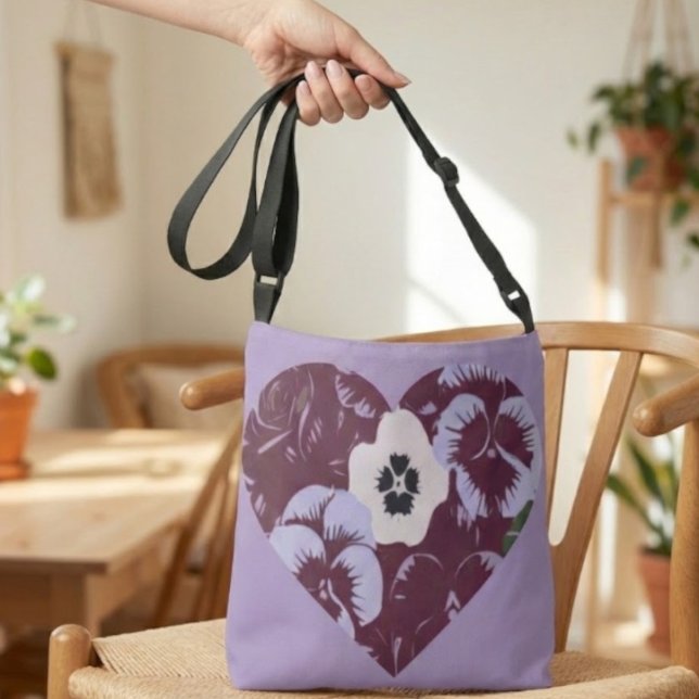 Sac Bandoulière Cœur de Violettes Tragetaschen Mit Langen Trägern (Von Creator hochgeladen)
