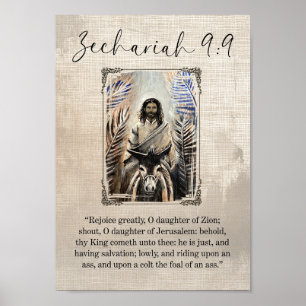 Sacharja 9:9 Jesus auf einem Esel Wandkunst Druck Poster