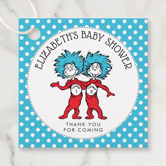 Sache eins zwei | Twins Baby Dusche Geschenkanhänger (Vorderseite)